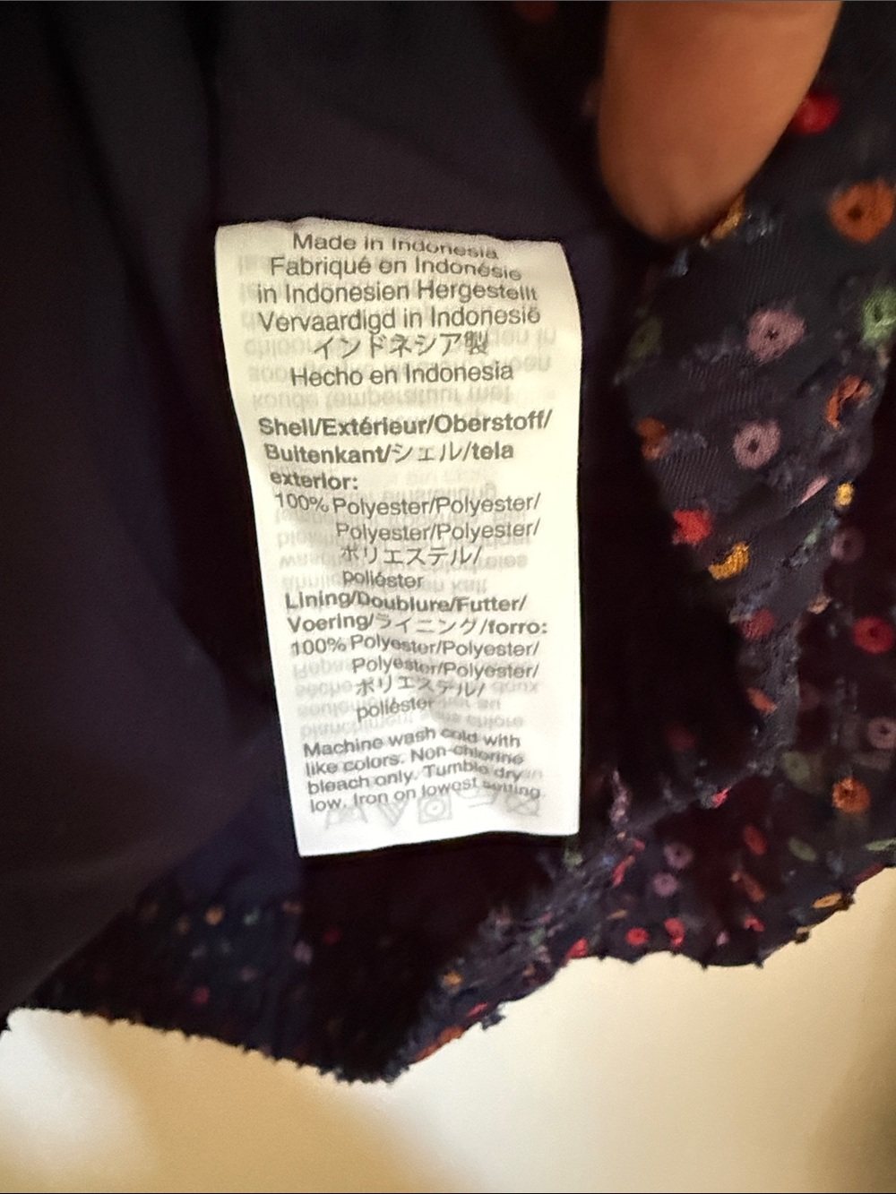 Madewell Navy V-Neck wrap top Blouse with Multicolor Dot Print - Picture 4 of 5